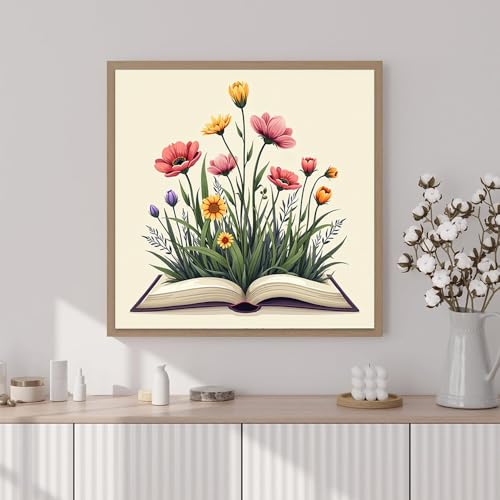 Artunion Framed Paint by Numbers Kit for Adults Beginners & Kids Ages 8-12,Books Easy Paint by Number with Frame,Flower Paint by Numbers Kit on Canvas 10 * 10 Inch Without Easel - color: ZXT-332-F