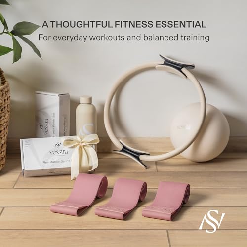 Premium Loop Resistance Bands Set - Non Slip Fabric Booty Bands for Glutes & Legs (Light, Medium, Heavy) | Hip Bands for Pilates, Strength Training & Home Workouts - color: Dusty Rose