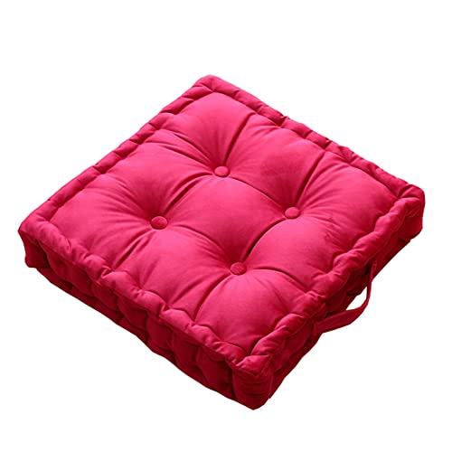 vctops Square Chair Pad Pillow with Handle Super Soft Floor Tatami Seat Cushion Thick Velvet Chair Pads Cushion for Kitchen Dining Office Chair (Rose,17"x17")