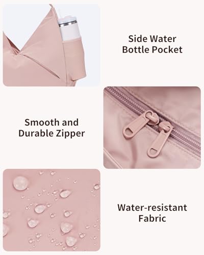 Ceneda Large Gym Bag for Women with Hidden Yoga Mat Holder & Shoe Compartment & Wet Pocket, Sports Duffle Bag for Travel - color: Pink