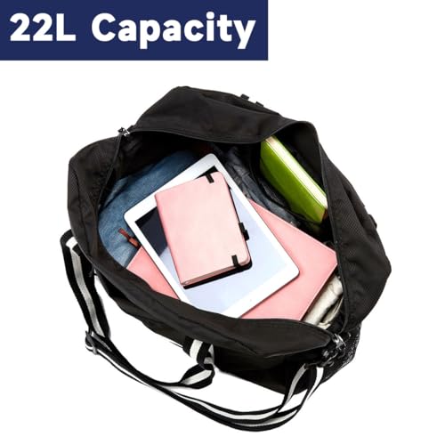 Arxus Carry On Travel Bag, Lightweight Foldable Packable Tote Bag 25L - color: Black