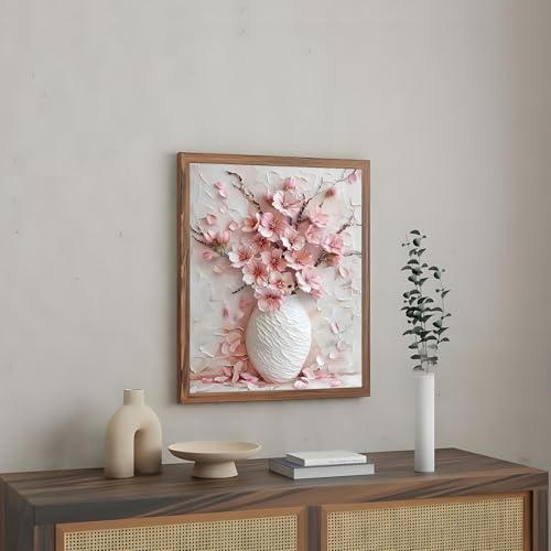 Shouruihua Diamond Painting Kits, Pink Cherry Blossoms Diamond Art Kits | Flower Gem Art, Diamond Dotz Kits, Floral Diamond Dots, Full Round Drill Diamond Painting Kits for Adults, 11.8x15.7in - color: Pink Cherry Blossoms
