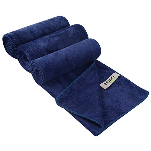 KinHwa 체육관용 흡수성 운동 타월, 땀용 부드러운 체육관 타월, 극세사 스포츠 타월, 운동, 핫 요가, 달리기, 자전거 타기 또는 캠핑에 완벽한 사이즈, 40.6 x 78.7cm(16 x 31인치) 3팩, 네이비 블루 - color: 네이비 블루, size: 16inchx31inch 3 Pack
