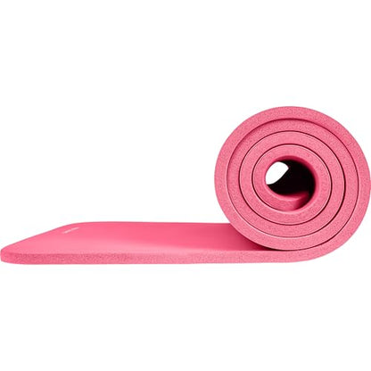 Retrospec Solana Yoga Mat Thick 1/2in Non-Slip Workout Mat with Nylon Strap - 72x24in Exercise Mat for Pilates, Stretching & Fitness - BPA Free, Easy Clean - color: Pink Dahlia