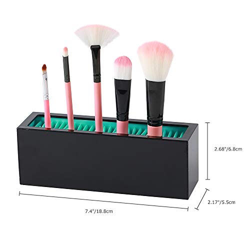 JAMEND CLXP Makeup Brushes Holder Organizer, Silicone Vanity Air Drying Rack Display Storage for Brush, Eyeliners and More, Practical Cosmetic Tools Container (Blue-Black) - color: Blue-Black