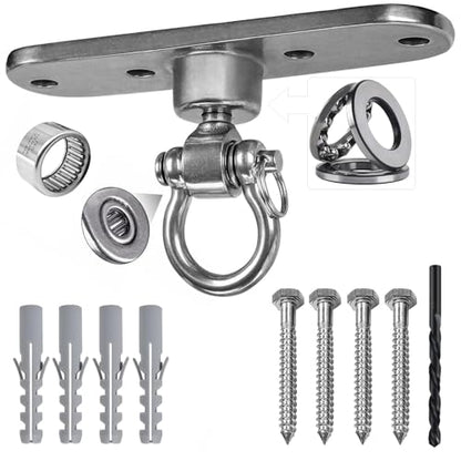 Heavy Duty Stainless Swing Hanger with Smooth Swing Bearings 180°+360°, 1500 lb Capacity for Indoor Outdoor Playground Yoga Hammock Chair Sandbag Porch Swing Bag - size: size1