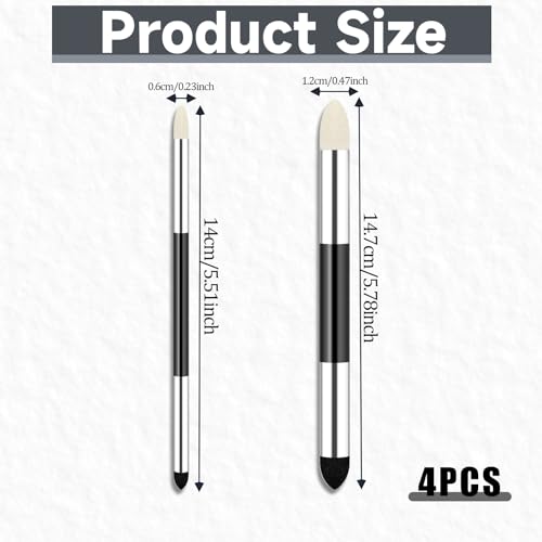 4pcs Artist Blending Sponge Pen Dual Tip Reusable Drawing Art Soft Oil Pastel Blending Tools Washable Sketch Rubbing Sponge Brush for Artist Professional Sketch Drawing Blending Lightening & Highlight