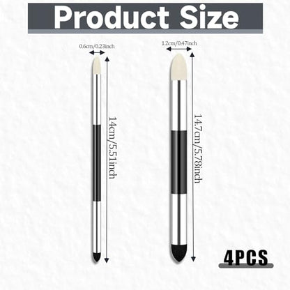 4pcs Artist Blending Sponge Pen Dual Tip Reusable Drawing Art Soft Oil Pastel Blending Tools Washable Sketch Rubbing Sponge Brush for Artist Professional Sketch Drawing Blending Lightening & Highlight