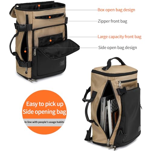 Kalesi Gym Duffle Bag Backpack 4-Way Waterproof with Shoes Compartment for travel Sport Hiking laptop - color: Business-khaki