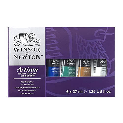 Winsor & Newton Artisan Water Mixable Oil Color Paint, Beginners Set, 1.25-oz (37ml) Tubes, Set of 6 - style: Beginners Set 6 x 1.25-oz