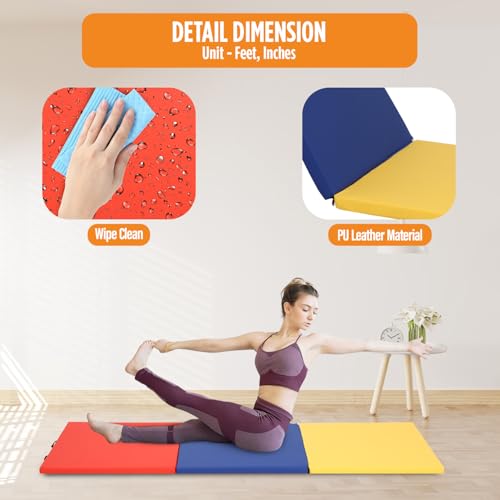 Gymnastics Mats Foldable Tumbling Mats Portable Gymnastics Exercise Mat Thick Gymnastics Tumbling Mats Pad Home Exercise Panel Mat With Carrying Handles - color: CM, size: 6 ft W x 2 ft L