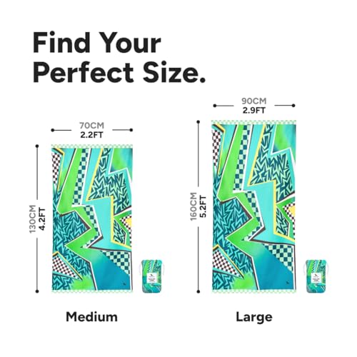 Dock & Bay Kid's Towel - for Beach Use - Quick Dry, Sand Free - Compact, Lightweight - 100% Recycled - Includes Bag - Tide Skater, Medium (130x70cm, 51x28) - color: Tide Skater, size: Medium (130x70cm, 51x27")