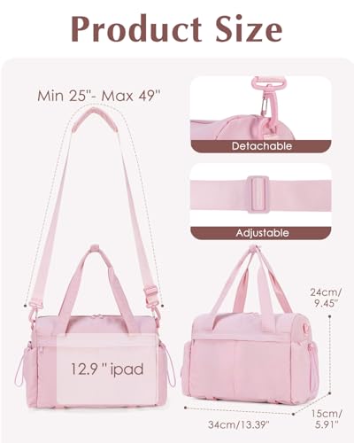 Small Gym Bag, Mini Gym Bag with Yoga Mat Holder & Wet Compartment, Pink - color: Puffer Pink