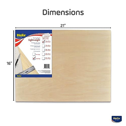 Helix - Wooden Drawing Board - Metal Edge - 16 x 21 inch | Lightweight for Sketching Outdoors - Ensures Accuracy and Stability - Portable Drafting Surface - Versatile for Artists - size: 16” x 21”, style: Metal Edge