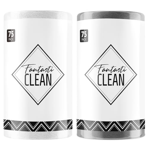 Fantasticlean Microfiber Cleaning Cloth Rolls -150 Sheets (White, Dimgrey) - color: White and Dimgray, size: 150 pack