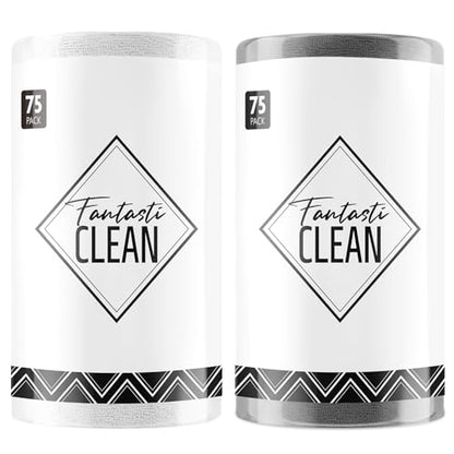 Fantasticlean Microfiber Cleaning Cloth Rolls -150 Sheets (White, Dimgrey) - color: White and Dimgray, size: 150 pack
