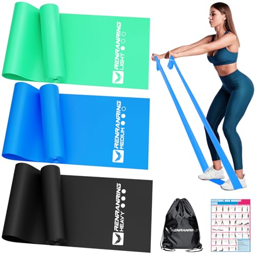 Resistance Bands for Working Out, Exercise Bands for Physical Therapy, Stretch, Recovery, Pilates, Rehab, Strength Training and Yoga Starter Set - color: Green ,Blue, Black, size: 4.9FT