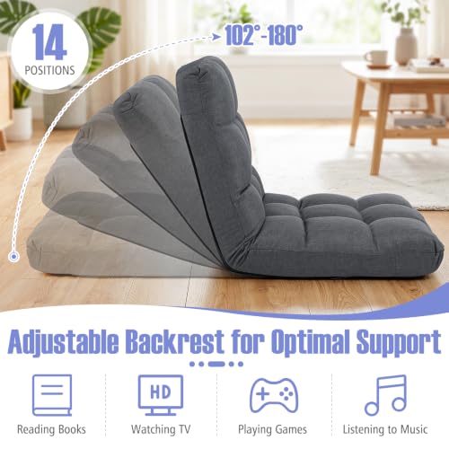 GIANTEX 14-Position Adjustable Floor Chair for Adults (Gray) - color: Grey