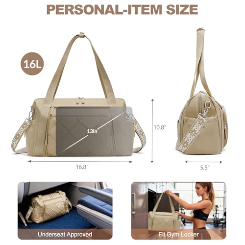 SYTRAH Gym Bag for Women, Duffle Sport Purse for Travel & Dance Khaki - color: Yellow(No shoe compartment)