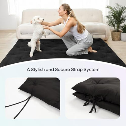 Syrinx Water Resistant Japanese Floor Mattress Futon, Twin Size 75"x39" - color: Black, size: Twin（75"L x 39"W x 2.5"Th）