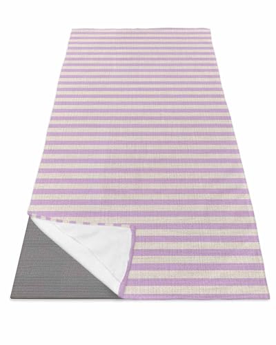 Purple Striped Yoga Towel for Hot Yoga Non Slip, Modern Simple Farmhouse Beige Vintage Yoga Mat Towel Absorbent Yoga Sweat Towels Microfiber Hot Yoga Blanket for Bikram Pilates Fitness 26"x74" - color: Plum Beige, size: 26x74in