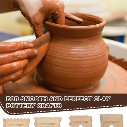 DIYOOHOMY 7 Pcs Wooden Pottery Ribs, Ceramic Shaping, Clay Tools Supplies | Set of 7 Pottery Foot Shaper, Profile, Wheel, Trimming, Throwing Tools, Texture Ribs for Carving, Mud, Throwing, Diy Crafts - color: wood-7