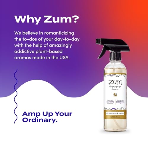 Zum by Indigo Wild All-Purpose Cleaner Combo (Pack of 2) - Natural Multipurpose Cleaners with Essential Oils, Baking Soda & More - Frankincense & Myrrh & Lavender, 16 fl oz Each