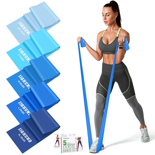 5 Pcs Resistance Bands, Professional Exercise Bands Elastic Stretch Bands for Fitness Yoga Pilates Stretching Strength Training, Workout Bands for Women and Men Home Gym - color: Blue, size: 1.5m