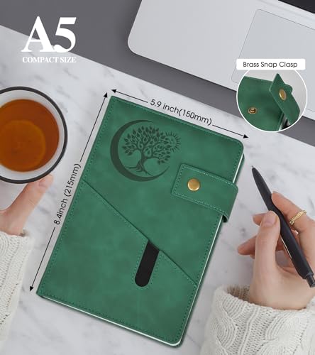PAIBAS Blank Journal Notebook, A5 Hardcover Leather Sketchbook with 200 Pages Thick Blank Paper for Men Women, Unlined Drawing & Writing Journal, 5.9" x 8.4" Plain Notebook (green) - color: Green, size: Blank Page