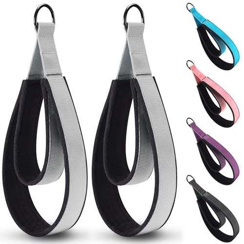 2PCS Comfortable Enhanced Thickness Pilates Double Loop Strap - D-Ring Strap for Home Gym & Yoga Workout Accessories - color: Gray