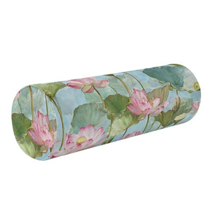 Bolster Pillow Neck Pillow Round Soft Health Memory Foam Pillows Long Cylindrical Body Pillow with Removable Cover Cute Back Yoga Dark Green Leaf Lotus Flower 17" x 5.5" - color: Dark Green Leaf Lotus Flower