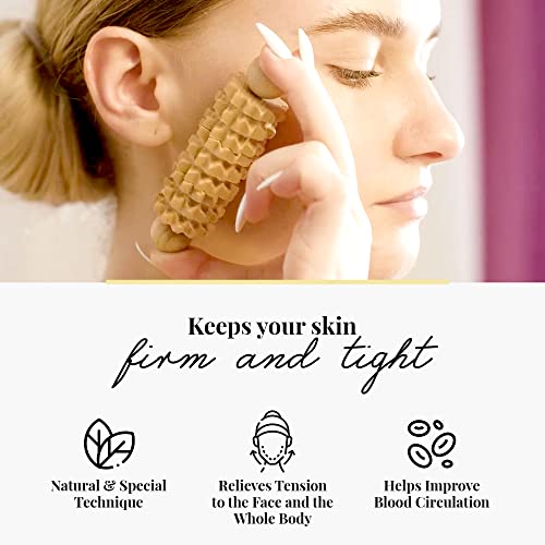 tuuli Body and Face Roller, Multi-Functional Wooden Massage Roller, Helps Ease Muscle Tension and Support Skin Health, Natural Face Massage Tools, Set of 2 (2 Piece Set) - size: 2 Piece Set