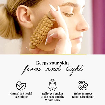 tuuli Body and Face Roller, Multi-Functional Wooden Massage Roller, Helps Ease Muscle Tension and Support Skin Health, Natural Face Massage Tools, Set of 2 (2 Piece Set) - size: 2 Piece Set