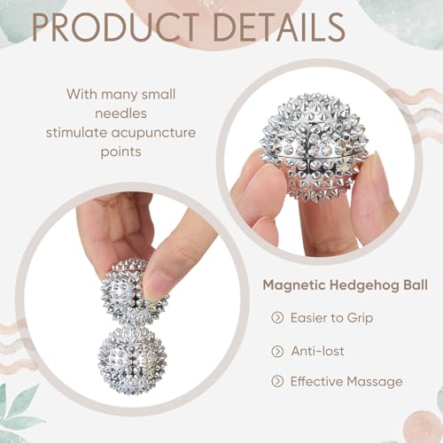 6 Pcs Magnetic Spiky Massage Ball Hand Exercise Relief, Silver - color: Silver