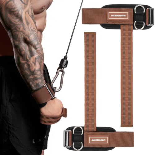 M MANUEKLEAR Wrist Straps for Weightlifting, Gym Lifting Straps with D Rings for Cable Machine,Weight Lifting Wrist Wraps for Men Women - color: Brown, size: M (6.3-7.5inch)