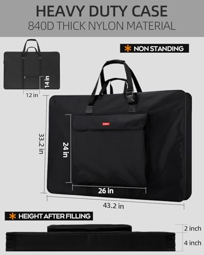 Nicpro Art Portfolio Bag 32”x 42'', Nylon Artist Bag with Reinforced Edges | Durable 840D Fabric, Adjustable Shoulder Strap, 3-sided zipper, Waterproof Art Portfolio Case, for Canvas Artwork Solar Panel - size: 32 x 42 inches