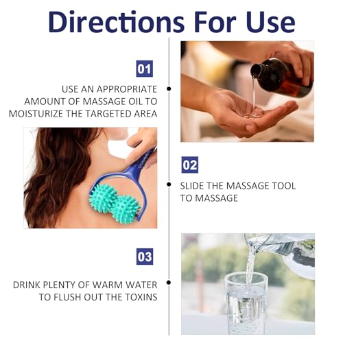Handheld Spiky Massage Balls Rollers, 2 Wheel Spiky Massage Ball Rollers Silicone Manual Massage Roller with Handle Pressure Point Muscle Massage Tool for Foot Arm Body Neck Leg Pain Pressure Relief - color: Blue Green