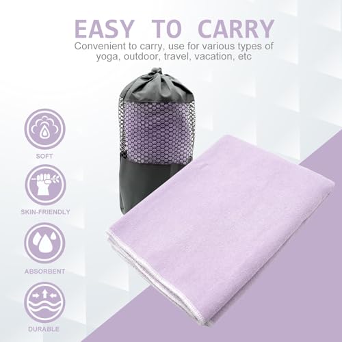 Eunzel Hot Yoga Towel - Microfiber Non Slip Yoga Mat Towel with Grip Dot Sweat Absorbent Towel for Hot Yoga, Pilates and Fitness 72" x 24", Taro Purple/White - color: Taro Purple/ White