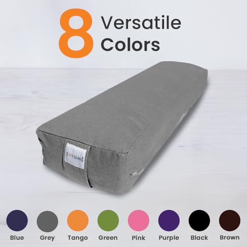 Pranayama Yoga Bolster Meditation Pillow - color: Grey, size: Rectangular 26" x 8" x 5"