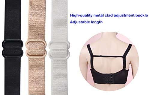 Women's Bra Strap Clips Holder Non-slip Adjustable Elastic - color: Beige, White, Black