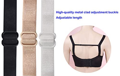 Women's Bra Strap Clips Holder Non-slip Adjustable Elastic - color: Beige, White, Black