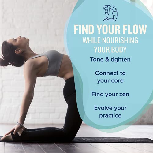 NewMe Fitness Yoga Mat for Women and Men - Large, 5mm Thick, 68 Inch Long, Non Slip Exercise Mats w/ 70 Printed Yoga Poses for Pilates, Workout and Stretching - Home and Gym Essentials - color: Black