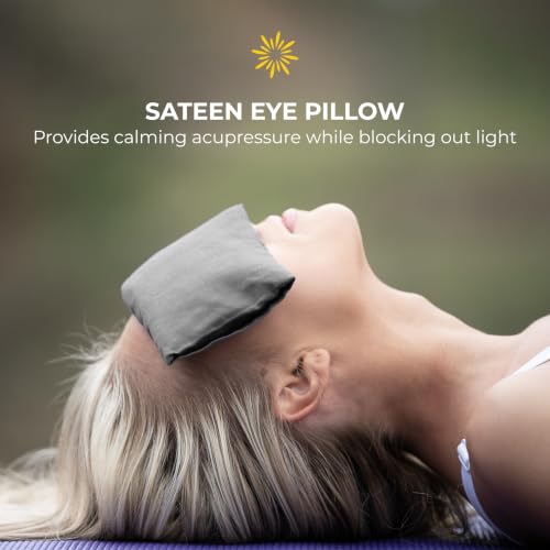 6 Piece Restorative Yoga Kit | Includes 1 Yoga Bolster (24"x12"x6"), 2 Blocks (4"x6"x 9"), 1 6ft D-Ring Strap, 1 Mexican Blanket, 1 Unscented Eye Pillow - color: Cool Gray