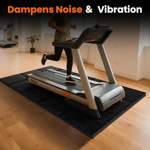 THAILE Treadmill Mat, 79" x 39" x 6mm, Carpet & Hardwood Floor Protector | 6mm Cushioning & Wide Coverage: Reduces vibration under treadmills, walking pads and exercise bikes while protecting floors - size: 79"L x 39"W x 0.3"Th