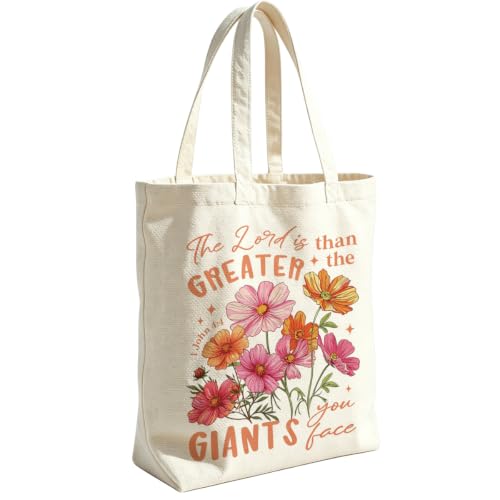 VICBOU Christian Canvas Tote Bag for Women Girls Birthday,Shoulder Bag with Pocket for Grocery Shopping Beach - color: Flowergiants