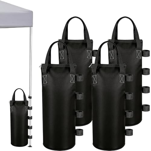 140 LBS Zipper Canopy Weight Bags, Heavy Duty Sand Bags for Instant Canopy Tent Gazebo Pergola Patio Umbrella, 19 x 8 Inches Tent Weights Set of 4, Canopy Accessories for Outdoor Stability (Black) - color: Black