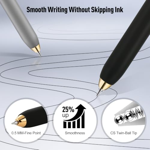 6Pcs Gel Pens-0.5mm Fine Point Black Ink with 3 Extra Refills, Soft Comfortable Grip,Smooth Fluent Writing,Retractable Design for Men Journal,Business Office and Nurse Note Taking (Black Gray White) - color: Black Gray White
