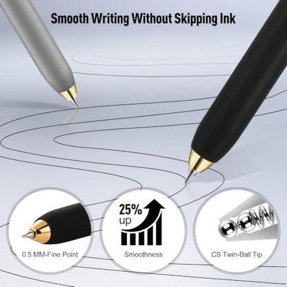 6Pcs Gel Pens-0.5mm Fine Point Black Ink with 3 Extra Refills, Soft Comfortable Grip,Smooth Fluent Writing,Retractable Design for Men Journal,Business Office and Nurse Note Taking (Black Gray White) - color: Black Gray White