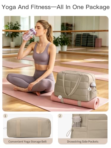 Gitus Travel Duffle Bag for Women Puffer Weekender Bags Carry on Gym Bag - color: Camel