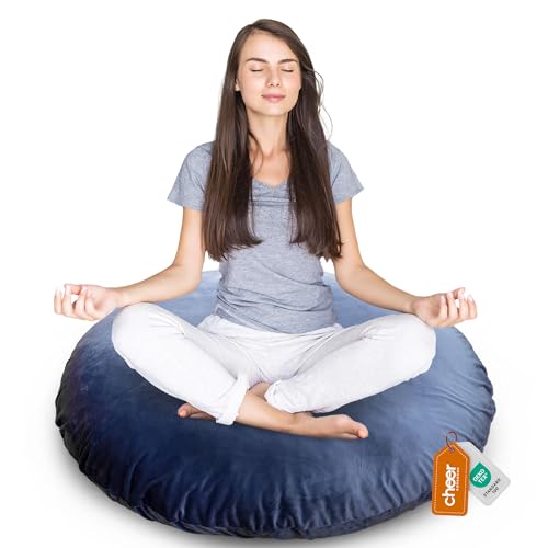 Cheer Collection Extra Large Floor Pillow, 32" Round Meditation Cushion, Oversized Yoga Pillow & Floor Cushions for Adults, Floor Pillows for Sitting, Meditation, and Seat Cushion - Navy Blue - color: Large Navy